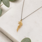 Real Acacia Leaf Necklace, Handmade Minimalist Jewelry, Organic Forest Pendant, Gift for Luck & Rejuvenation, Gold on Sterling Silver 925