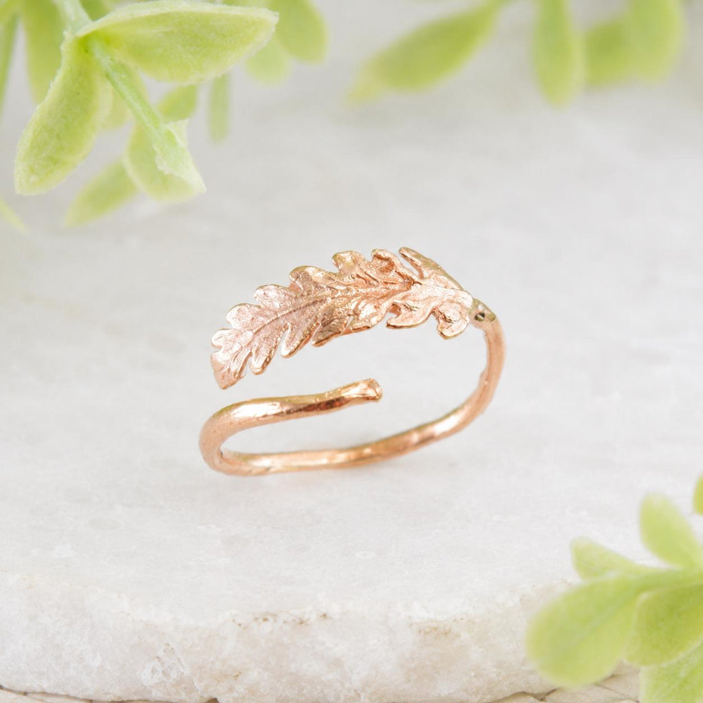 Real Fern Gold Ring, Handmade Minimalist Jewelry, Organic Forest Band, Nature's Gift for Health & Protection, Sterling Silver 925