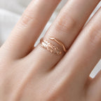 Real Fern Gold Ring, Handmade Minimalist Jewelry, Organic Forest Band, Nature's Gift for Health & Protection, Sterling Silver 925