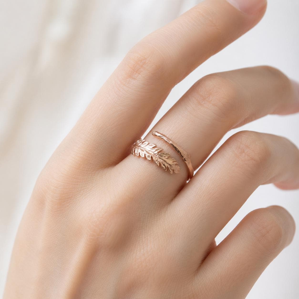 Real Fern Gold Ring, Handmade Minimalist Jewelry, Organic Forest Band, Nature's Gift for Health & Protection, Sterling Silver 925