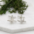 Bee Cufflinks, Handmade Men's Accessories for Suit, Sterling Silver 925, Nature-Inspired Jewelry
