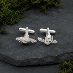 Bee Cufflinks, Handmade Men's Accessories for Suit, Sterling Silver 925, Nature-Inspired Jewelry