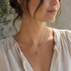Real Daisy Flower Necklace, Handmade Nature Jewelry, Dainty Organic Pendant with Murano, Gift for Purity & Luck, Gold on Sterling Silver 925