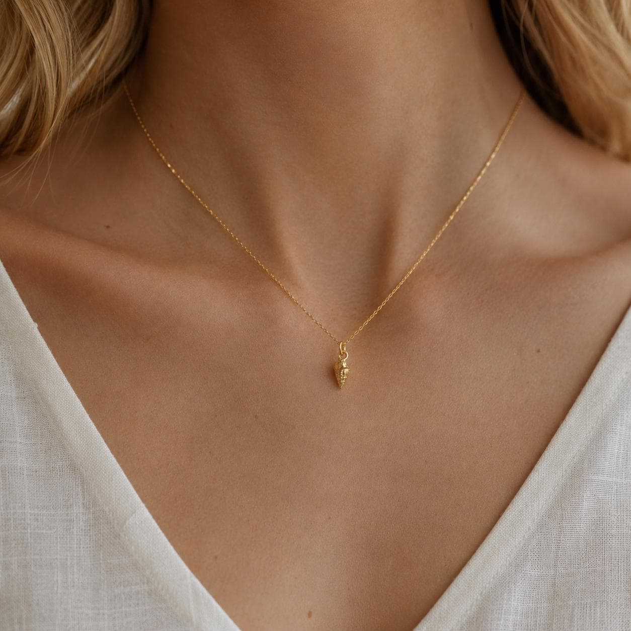 Real Sea Shell Pendant, Handmade Minimalist Jewelry, Dainty Beach Necklace, Gift for Health and Longevity, Sterling Silver 925