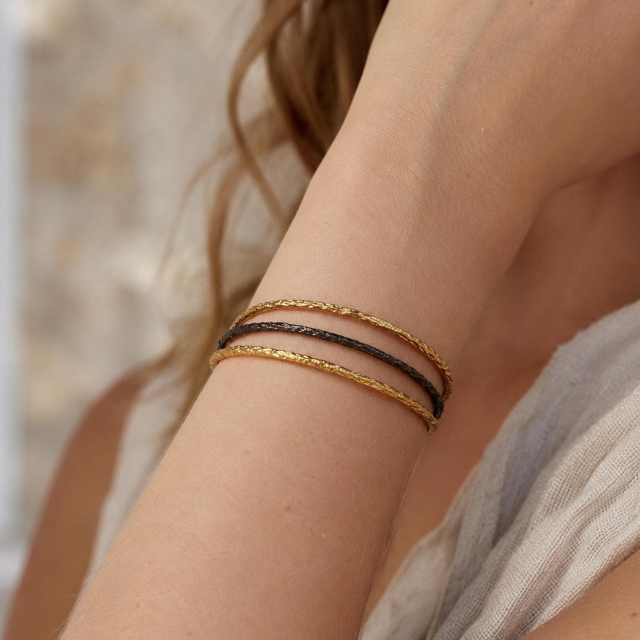 Real Pine Branch Bracelet, Handmade Nature Jewelry, Organic Minimalist Cuff, Gift for Protection & Longevity, Gold or Sterling Silver 925