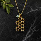 Real Honeycomb Gold Necklace, Handmade Nature Jewelry, Organic Bee Pendant, Gift for Health & Prosperity, Gold or Sterling Silver 925