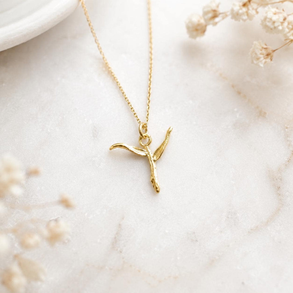 Gold Cross Necklace, Tree Branch Pendant, Handmade Nature Jewelry, Gift for Faith and Protection, Eco Sustainable Sterling Silver 925