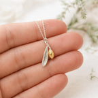 Real White Gold Necklace, Solid Gold Olive Leaf & Fruit Necklace, Pendant Jewelry, Gift for Her, Birthday Gift for Women, Handmade Jewelry