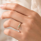 Minimalist Ring with Green Gemstone, Handmade Dainty Jewelry, Sterling Silver 925 Band for Everyday Wear, Nature-Inspired Gift for Women