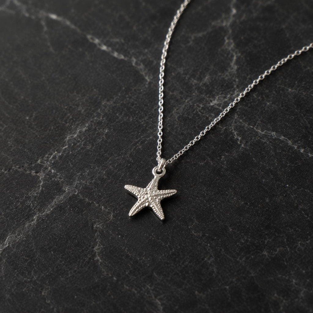 Dainty Starfish Pendant, 14K Gold Plated Sterling Silver 925 Necklace, Handmade Minimalist Sea Jewelry Gift, Birthday Gift for Women