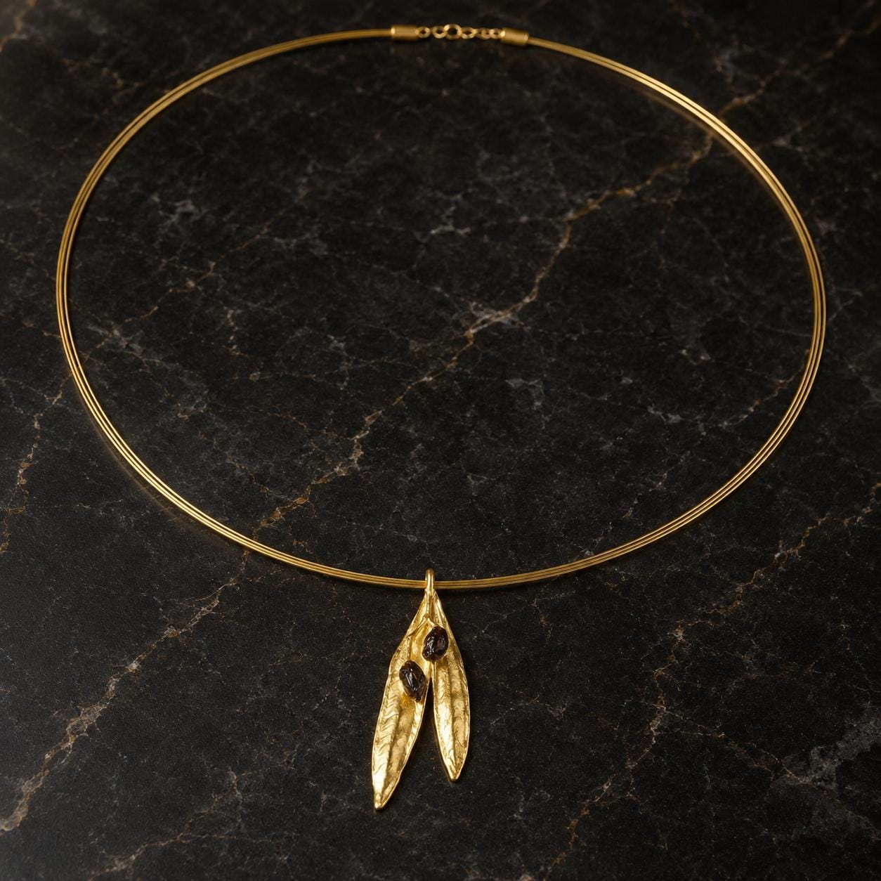 Real Olive Leaves Gold Pendant, Handmade Nature Jewelry, Organic Tree Necklace, Boho Gift for Victory & Health, Sterling Silver 925