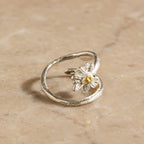 Real Chamomile Flower Ring, Handmade Nature Jewelry, Organic Forest Band, Gift for Health, Eco Sustainable Sterling Silver 925