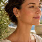 Real Flower Leaf Stud Earrings, Handmade Minimalist Jewelry, Organic Boho Gift for Luck & Health, Eco Sustainable Brass