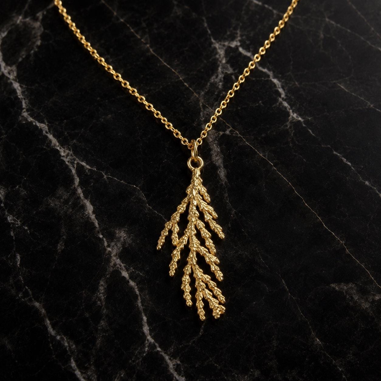 Real Juniper Leaf Pendant, 14K Gold Plated Sterling Silver 925 Necklace, Handmade Minimalist Boho Jewelry Gift, Birthday Gift for Women