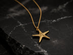 Real Starfish Pendant with Chain, 14K Gold Plated Sterling Silver 925 Necklace, Handmade Minimalist Jewelry Gift, Birthday Gift for Women