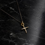 Gold Jasmine Cross Necklace, Handmade Nature Jewelry, Organic Branch Pendant, Gift for Spirituality & Faith, Sterling Silver 925