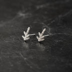 Minimalist Juniper Branch Gold Earrings, Handmade Nature-Inspired Jewelry, Organic Forest Studs, Gift for Longevity, Sterling Silver 925