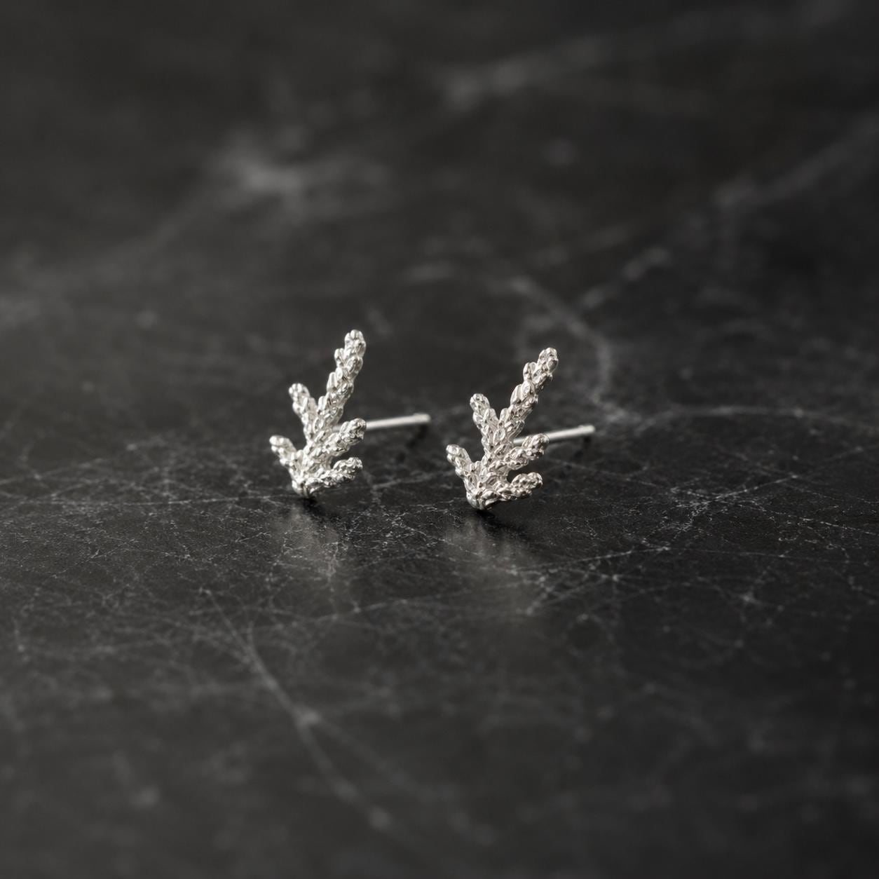Minimalist Juniper Branch Gold Earrings, Handmade Nature-Inspired Jewelry, Organic Forest Studs, Gift for Longevity, Sterling Silver 925