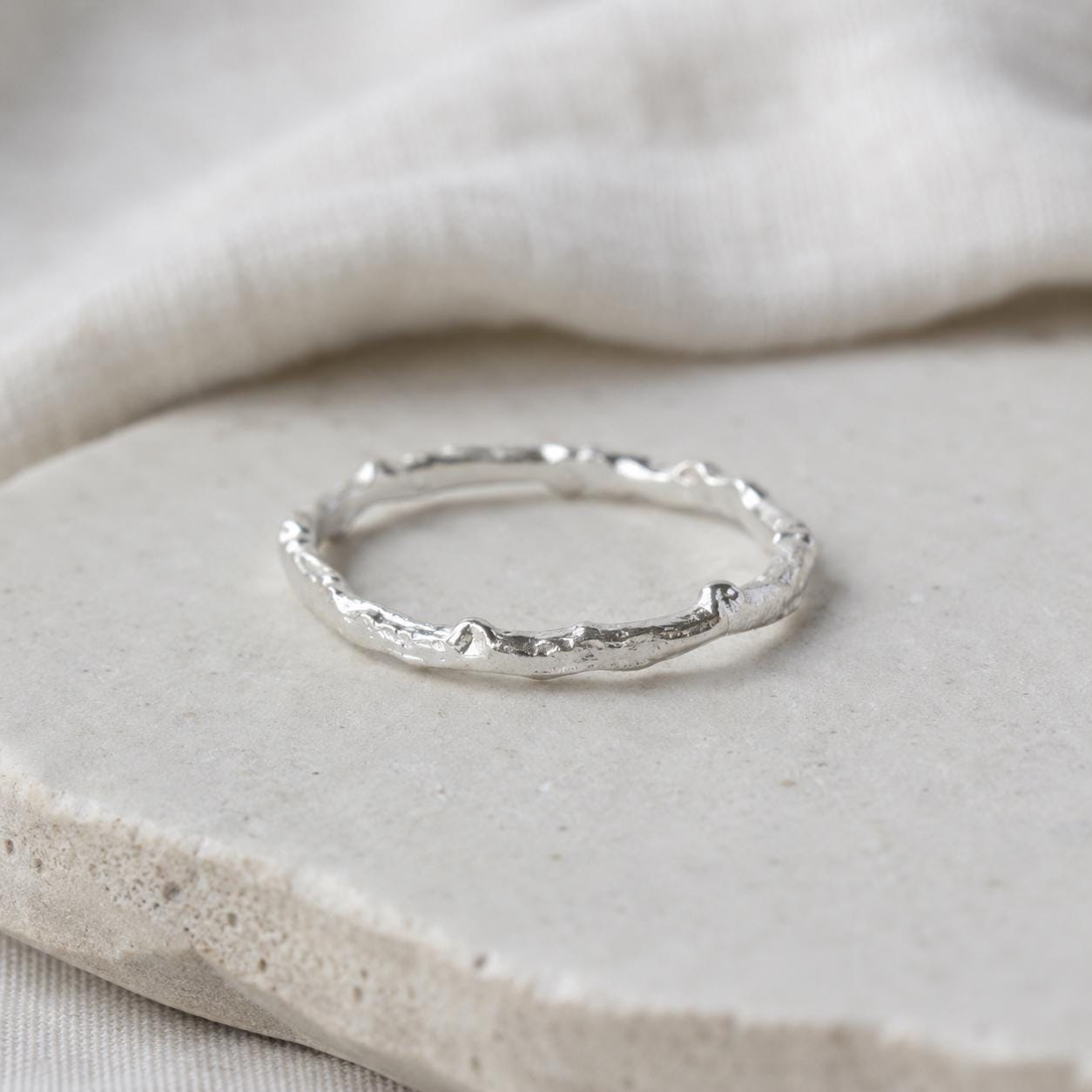 Silver Olive Leaf Branch Ring, Handmade Minimalist Jewelry, Organic Tree Band, Dainty Gift for Longevity & Success, Sterling Silver 925