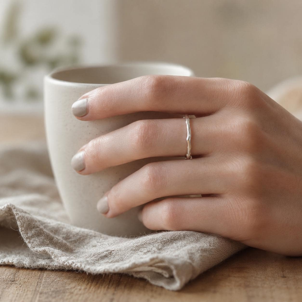 Silver Olive Leaf Branch Ring, Handmade Minimalist Jewelry, Organic Tree Band, Dainty Gift for Longevity & Success, Sterling Silver 925