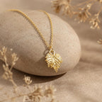 Real Vine Leaf Necklace, Handmade Minimalist Jewelry, Dainty Organic Pendant, Gift for Wealth & Health, Sterling Silver 925