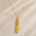 Real Mimosa Leaf Necklace, 14K Gold Plated Sterling Silver Pendant, Handmade Nature Jewelry Gift, Birthday Gift for Women, Boho Fashion