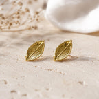 Gold Rose Earrings, Solid Gold Jewelry, Rose Leaf Stud Earrings, Gift for Her, Birthday Gift for Women, Handmade Jewelry, Boho Fashion