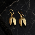 Real Pistachio Gold Earrings, Handmade Nature Jewelry, Organic Drops, Gift for Health & Luck, Gold or Sterling Silver 925
