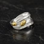 Real Olive Leaf Ring, Handmade Minimalist Jewelry, Organic Tree Band, Gift for Health & Resilience, Gold and Sterling Silver 925