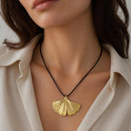 Real Ginkgo Biloba Leaf Pendant, 14K Gold Plated Sterling Silver 925 Necklace, Handmade Minimalist Jewelry Gift, Birthday Gift for Women