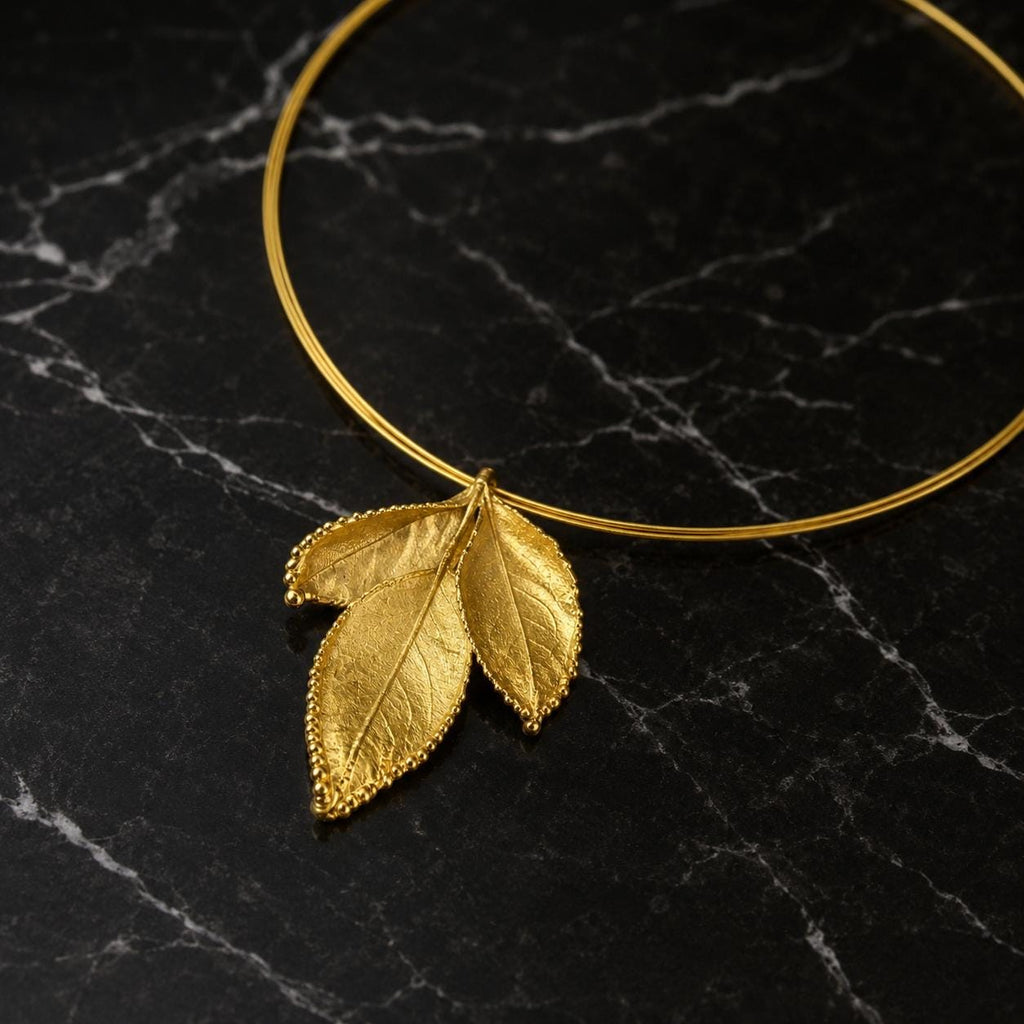 Real Rose Leaves Necklace, 14K Gold Plated Brass Pendant, Handmade Minimalist Jewelry Gift, Birthday Gift for Women, Nature Inspired