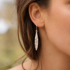 Real Olive Leaf Gold Earrings, Handmade Nature Jewelry, Organic Tree Drops, Gift for Victory & Health, Eco Sustainable Sterling Silver 925