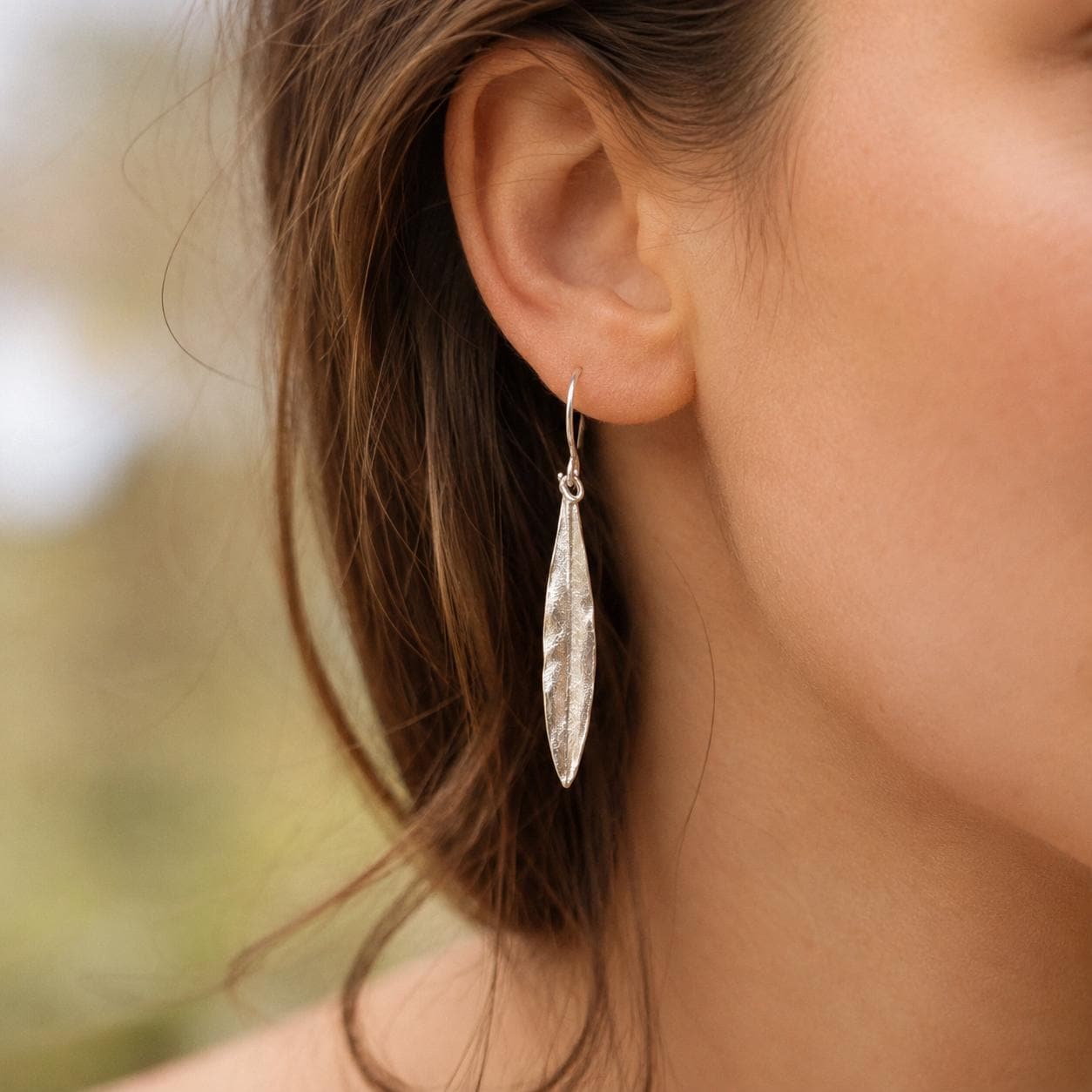 Real Olive Leaf Gold Earrings, Handmade Nature Jewelry, Organic Tree Drops, Gift for Victory & Health, Eco Sustainable Sterling Silver 925