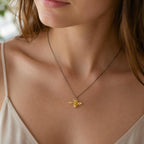 Real Bee Gold Necklace, Handmade Minimalist Jewelry, Organic Boho Pendant, Gift for Health & Prosperity, Gold or Sterling Silver 925