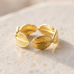 Real Olive Leaf Gold Ring, Handmade Minimalist Jewelry, Organic Tree Band, Gift for Health & Victory, Eco Sustainable Sterling Silver 925
