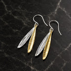 Real Olive Leaf Earrings, Handmade Nature Jewelry, Organic Dual Dangles, Gift for Vitality & Success, Gold and Sterling Silver 925