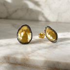 Two-Tone Limpet Stud Earrings - Lightweight design ideal for everyday wear or special occasions.Gold and Black on recycled Brass.