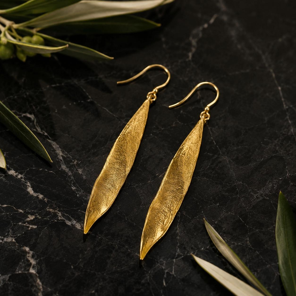 Real Olive Leaf Earrings, Handmade Nature Jewelry, Organic Tree Dangles, Boho Gift for Luck & Health, Eco Sustainable Sterling Silver 925