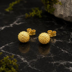Gold Urchin Earrings, Handmade Sea Jewelry, Organic Beach Studs, Gift for Health and Longevity, Eco Sustainable Sterling Silver 925
