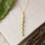 Real Mimosa Long Necklace, Handmade Nature Jewelry, Organic Forest Pendant, Gift for Bright Luck, Eco Sustainable Sterling Silver 925