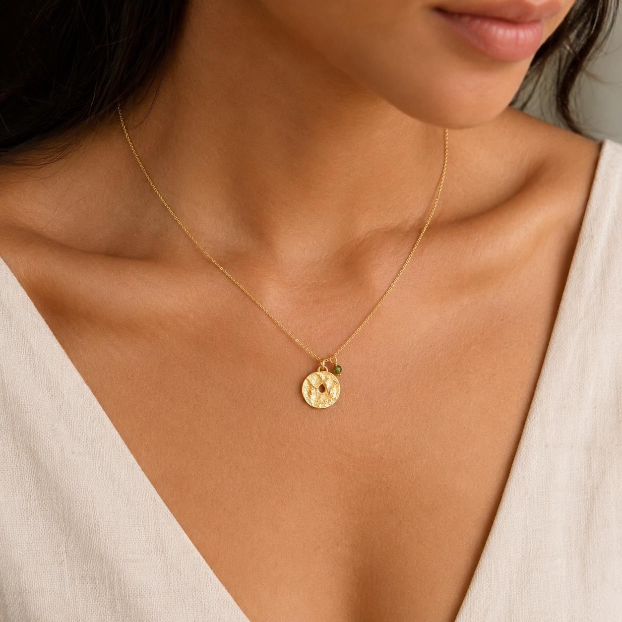 Gold Floral Necklace, Handmade Minimalist Jewelry, Organic Nature Pendant, Gift for Health & Protection, Eco Sustainable Sterling Silver 925