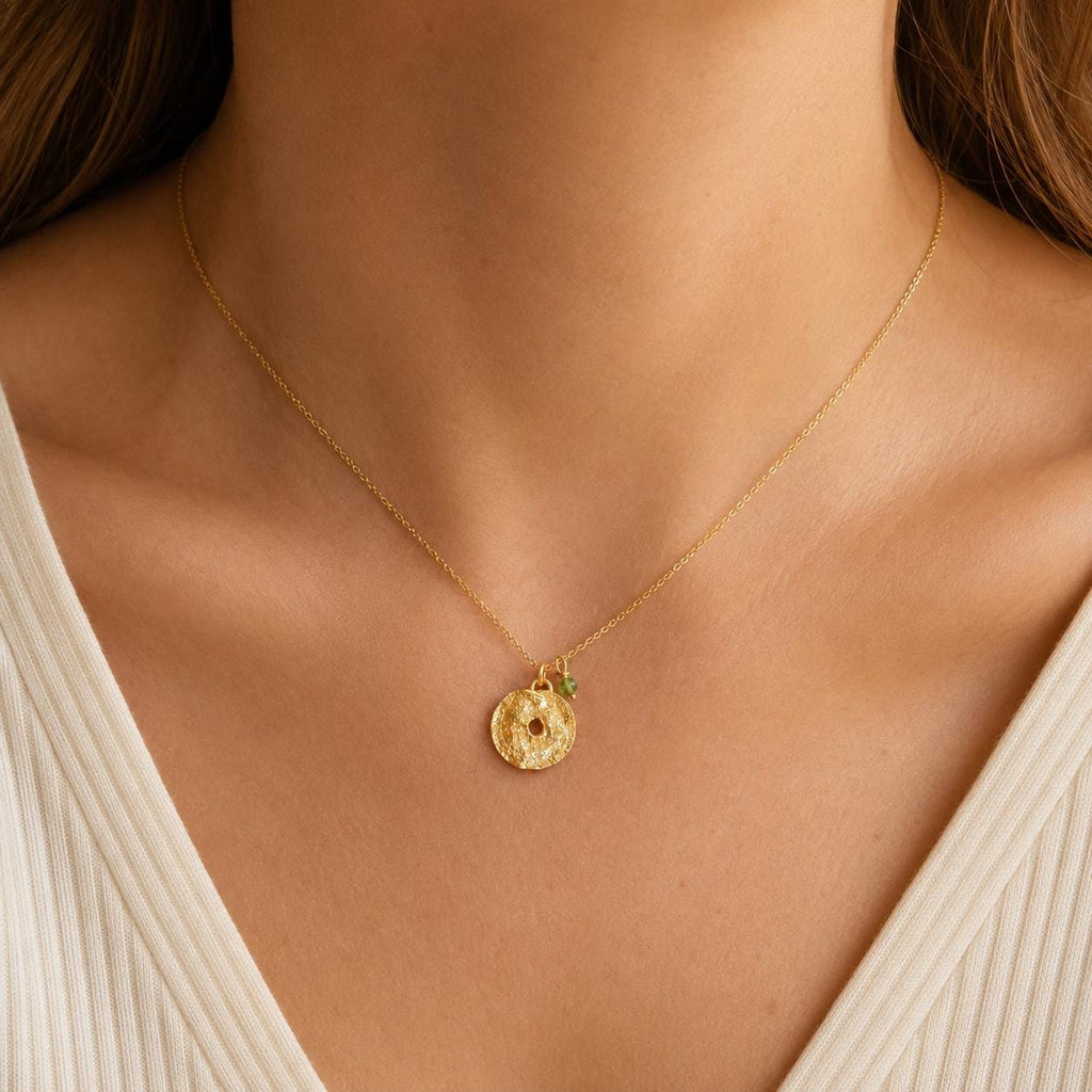 Gold Floral Necklace, Handmade Minimalist Jewelry, Organic Nature Pendant, Gift for Health & Protection, Eco Sustainable Sterling Silver 925