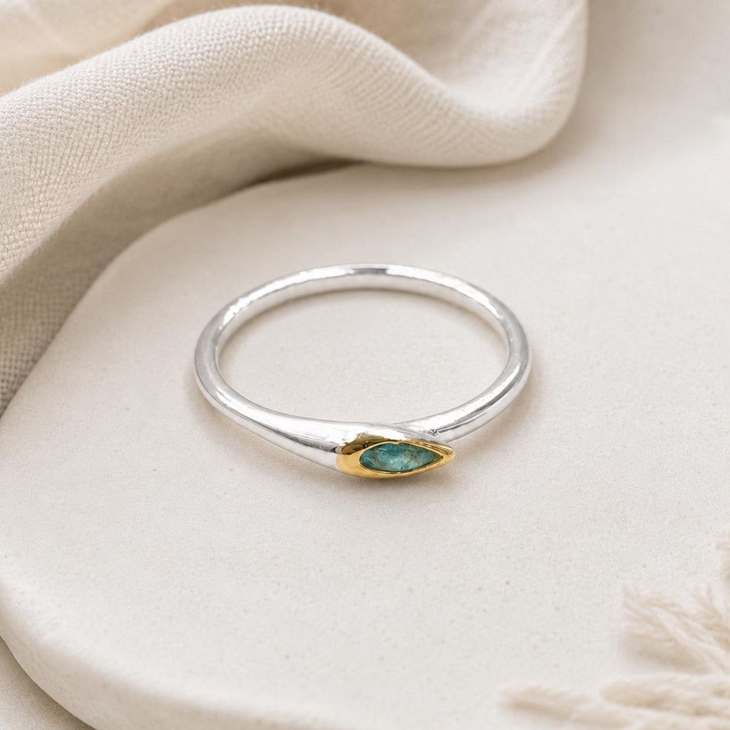 Minimalist Ring with Green Gemstone, Handmade Dainty Jewelry, Sterling Silver 925 Band for Everyday Wear, Nature-Inspired Gift for Women