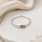 Minimalist Ring with Green Gemstone, Handmade Dainty Jewelry, Sterling Silver 925 Band for Everyday Wear, Nature-Inspired Gift for Women