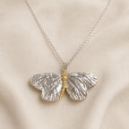 Real Butterfly Necklace, Handmade Nature Jewelry, Organic Pendant Gift for Luck & Freedom, Eco Sustainable Sterling Silver 925