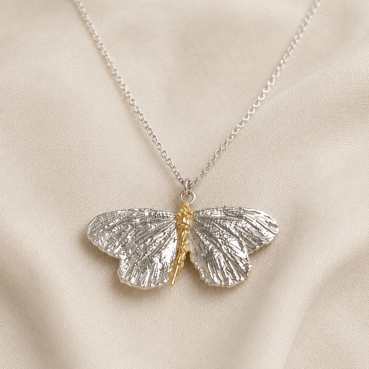 Real Butterfly Necklace, Handmade Nature Jewelry, Organic Pendant Gift for Luck & Freedom, Eco Sustainable Sterling Silver 925
