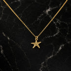 Solid Gold Starfish Pendant, Handmade Minimalist Jewelry, Ocean Pendant for Beach, Gift for Health and Longevity, Real Gold (9K, 14K, 18K)