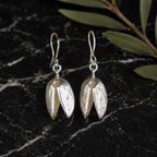 Real Pistachio Earrings, Handmade Nature Jewelry, Everyday Gold Dangles, Gift for Prosperity and Luck, Eco Sustainable Sterling Silver 925