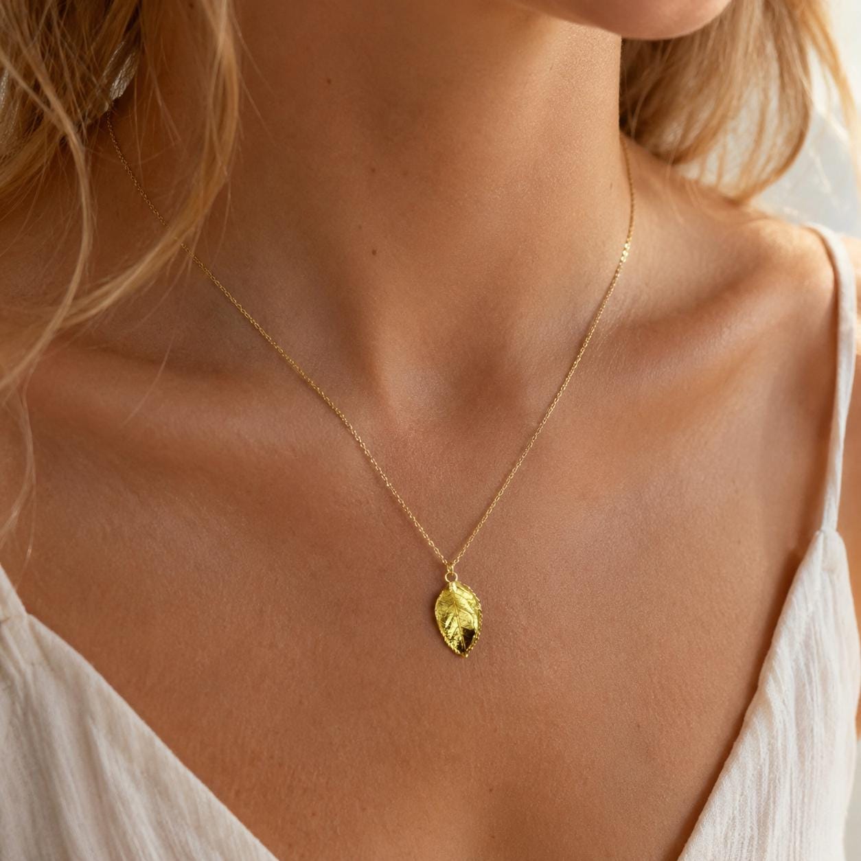 Real Rose Leaf Pendant, Handmade Minimalist Jewelry, Dainty Organic Necklace, Gift for Passion & Longevity, Gold or Sterling Silver 925