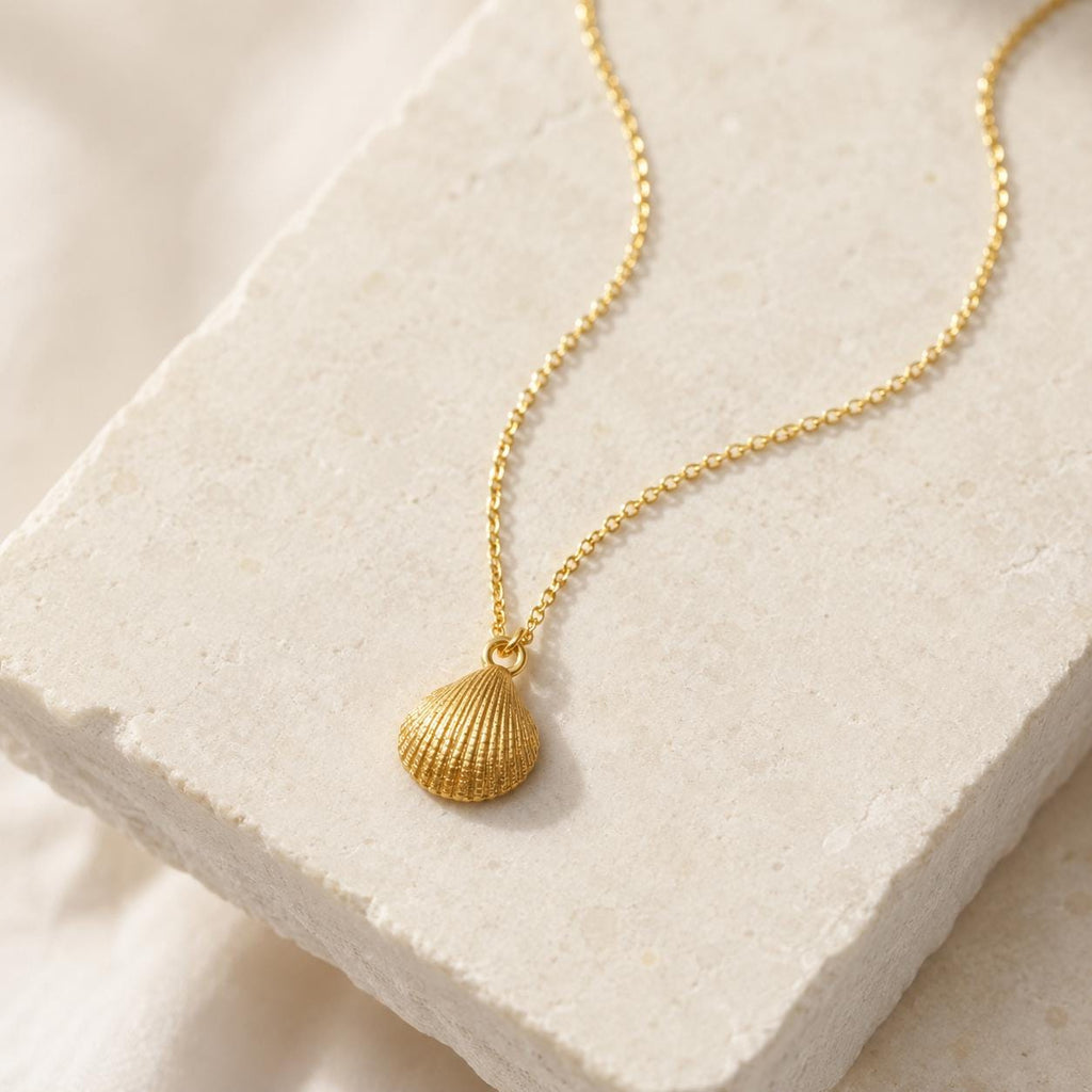 Minimalist Sea Shell Necklace, Handmade Beach Jewelry, Organic Sea Pendant, Gift for Growth & Renewal, Gold or Sterling Silver 925